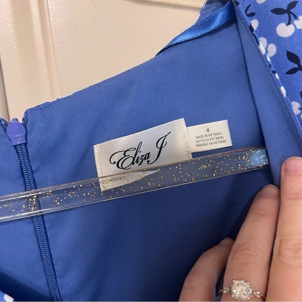 Eliza J Floral Long Sleeve Fit & Flare Cherries Dress, Size 4 - Picture 5 of 13